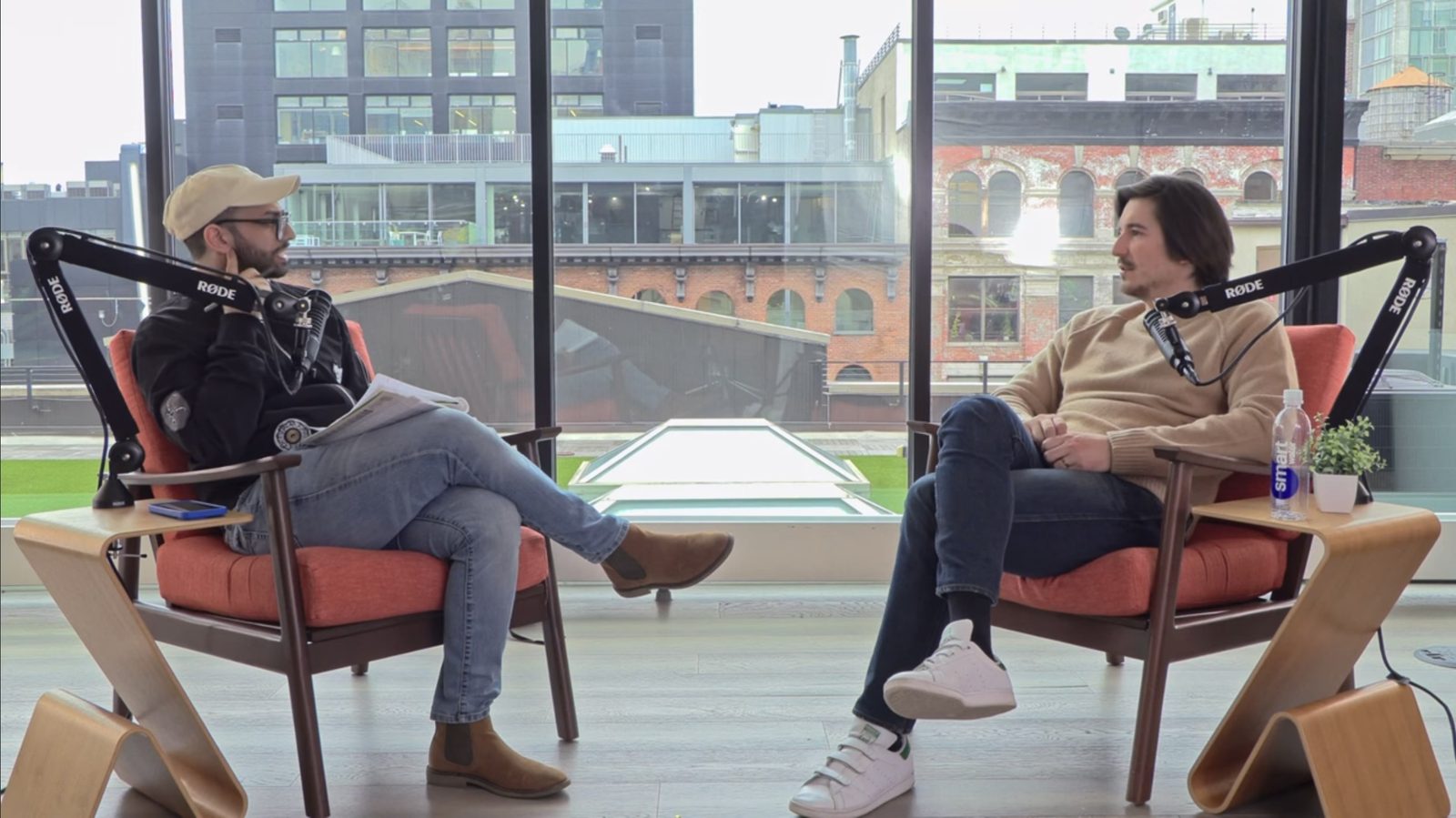 Amit interviewing Robinhood CEO Vlad Tenev in studio