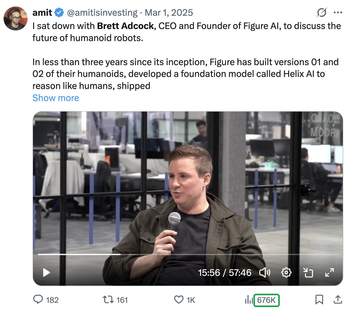 Amit's interview with Brett Adcock, 676K views